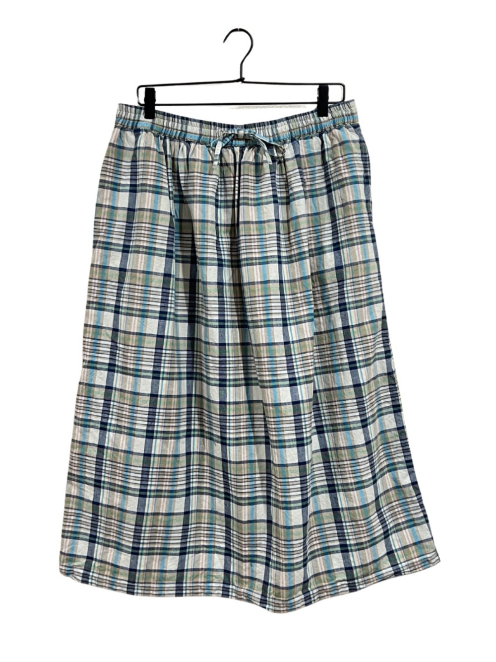 Orvis Navy Sage Tan Plaid Midi Skirt Size Large - Picture 9 of 10